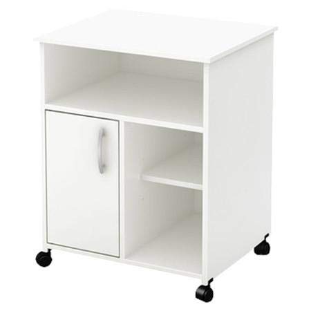 Fast Furnishings Modern Home Office Printer Stand Cart with Casters White