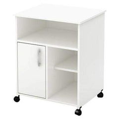 Fast Furnishings Modern Home Office Printer Stand Cart with Casters White