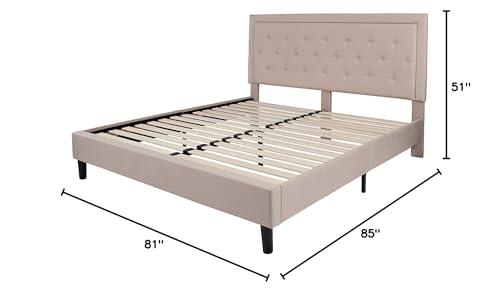 Fast Furnishings King Beige Tufted Upholstered Bed