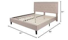 Fast Furnishings King Beige Tufted Upholstered Bed