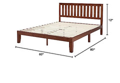 Queen Mission Style Solid Wood Platform Bed Espresso