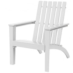 A white wooden chair with armrests and legs, showcasing a simple and elegant design suitable for various interiors.