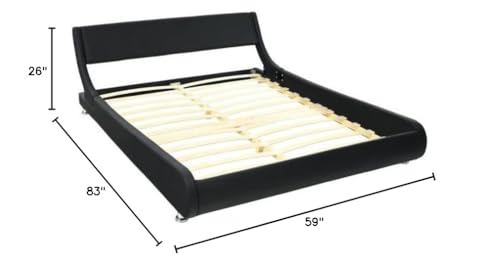 Fast Furnishings Full Faux Leather Black Bed Frame