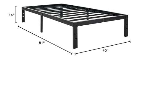 Twin XL College Dorm Black Metal Platform Bed Frame
