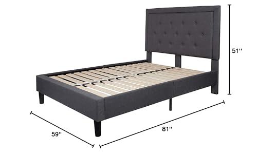 Fast Furnishings Full Dark Grey Tufted Fabric Bed