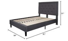 Fast Furnishings Full Dark Grey Tufted Fabric Bed