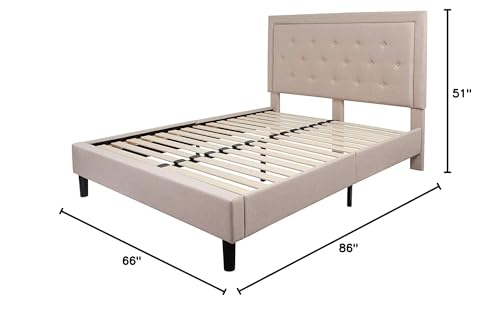 Fast Furnishings Queen Beige Tufted Upholstered Bed
