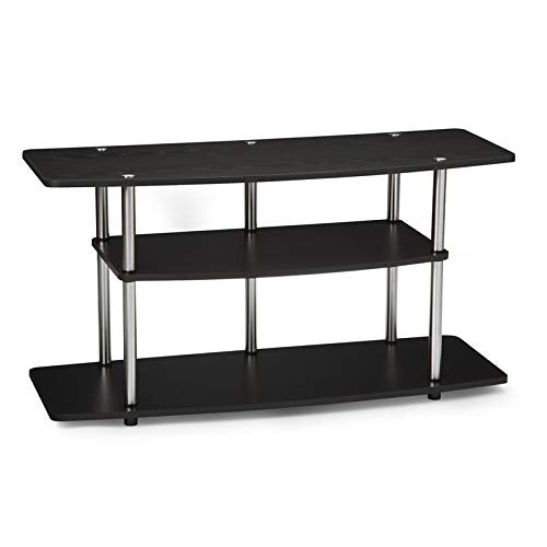 3-Tier Flat Screen TV Stand Black Wood/Stainless