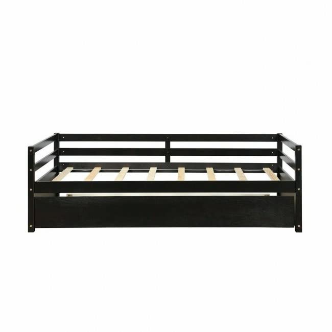 Twin/Twin Dorm Style Trundle Daybed Frame Espresso