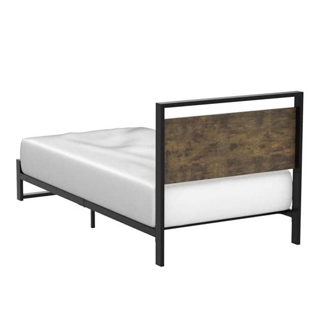 Twin Modern Farmhouse Platform Bed w/ Wood Headboard