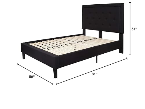 Fast Furnishings Full Black Fabric Bed with Headboard