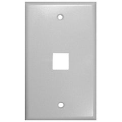  A plain white wall plate with an opening for a light switch, mounted on a wall.