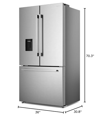 COS-FDR223GWSS 36 in. 3 French Door Refrigerator with Water Dispenser and Automatic Ice Maker in Stainless Steel, Counter Depth