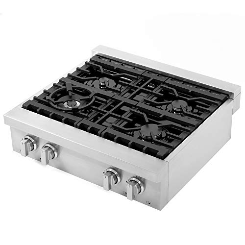 COS-GRT304 Pro-Style Slide-In Counter Gas Cooktop with 4 Sealed Burners, Heavy Duty Metal Knobs, 30 inch, Stainless Steel