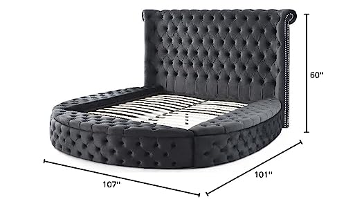 Elizabeth Upholstered Round Storage King Bed in Black