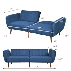 Scandinavian Linen Upholstered Sofa Bed Blue