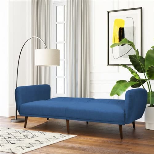 Scandinavian Linen Upholstered Sofa Bed Blue