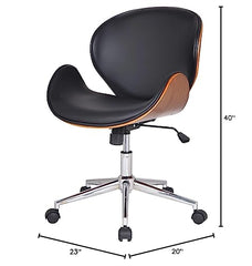 Fast Furnishings Walnut Black Faux Leather Office Chair