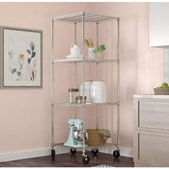 Heavy Duty 4-Tier Corner Storage Rack w/ Casters