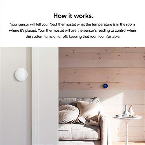 Google Nest Temperature Sensor for Nest Thermostat & Thermostat E, White