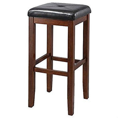 Set of 2 Vintage Mahogany Stools w/ Black Seat