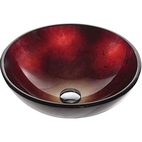 Fast Furnishings Round Red Tempered Glass Bowl Vessel Bathroom Sink