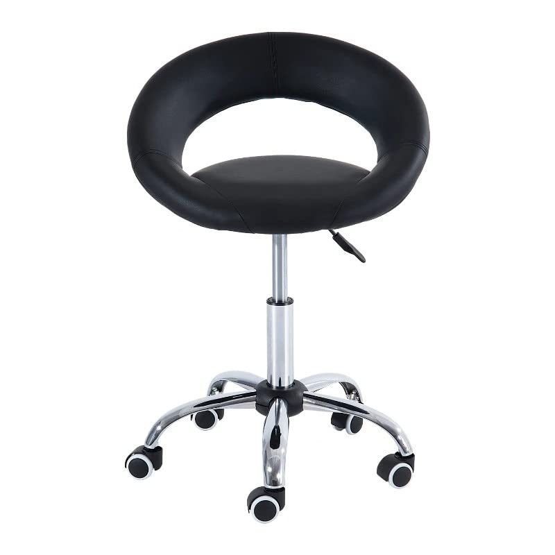Black Saddle Adjustable Swivel Massage Stool Chair