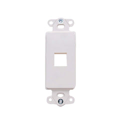 A white wall plate displaying two holes and a light socket opening.