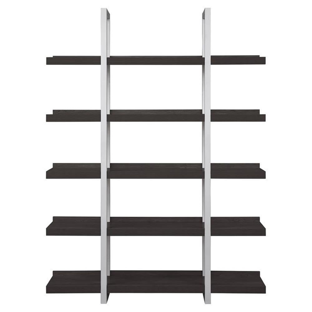 K103 Contemporary Open Bookcase with 5 Shelves in Espresso