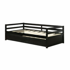 Twin/Twin Dorm Style Trundle Daybed Frame Espresso