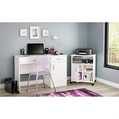 Fast Furnishings Modern Home Office Printer Stand Cart with Casters White