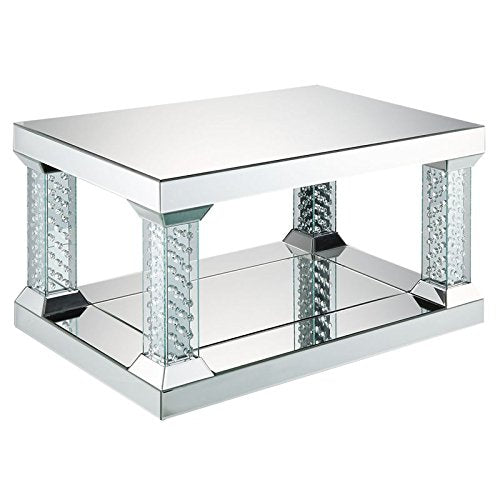 Coffee Table, Mirrored and Faux Crystals