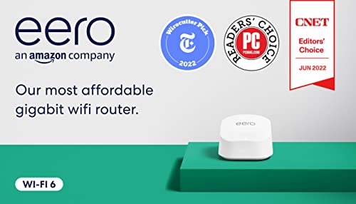 Amazon eero 6+ Mesh WiFi Router, 1Gbps, 1500 sq ft, 1-Pack