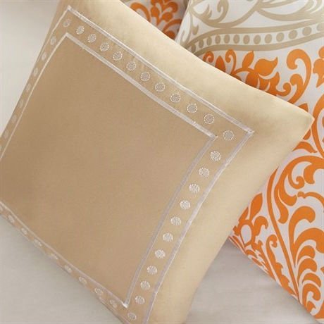Twin 4-Pc Orange White Damask Comforter Set