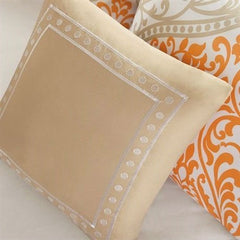Twin 4-Pc Orange White Damask Comforter Set
