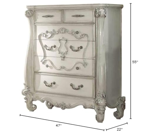 Versailles 5 Drawer Chest in Bone and White