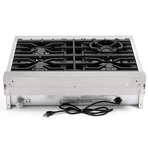 COS-GRT304 Pro-Style Slide-In Counter Gas Cooktop with 4 Sealed Burners, Heavy Duty Metal Knobs, 30 inch, Stainless Steel