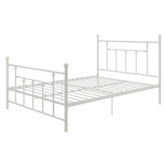 Full White Metal Platform Bed w/ Headboard & Footboard