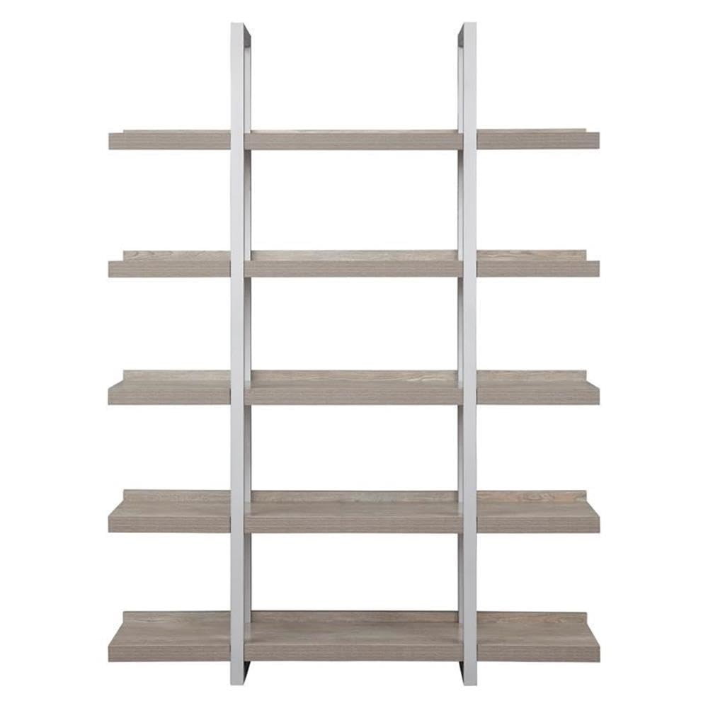 K103 Contemporary Open Bookcase with 5 Shelves in Gray