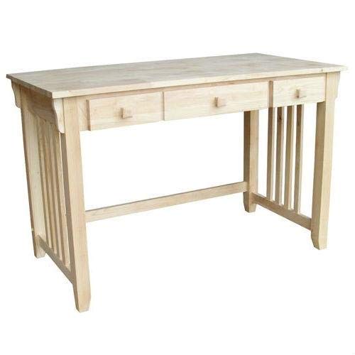 A compact wooden desk with drawers, ideal for a cozy workspace or study area.