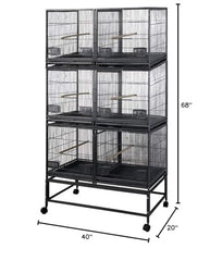 LOR4020-3 Black 6-Unit Breeder Cage