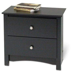 Black 2-Drawer Bedroom Nightstand w/ Nickle Knobs
