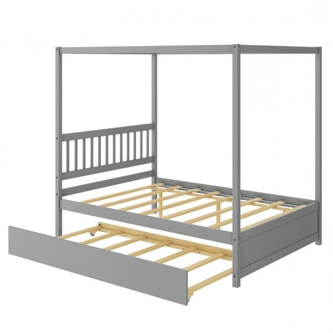 A wooden bed frame paired with a wooden bed, highlighting a simple and elegant aesthetic.