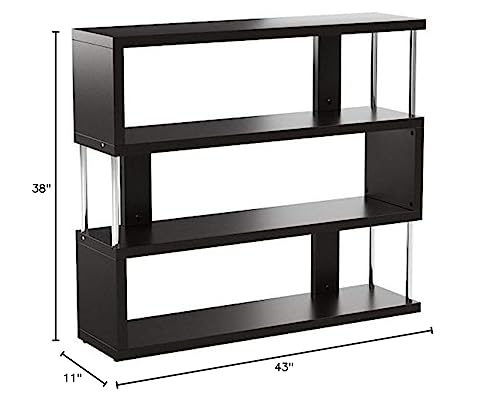 3-Shelf, Dark Brown Barnes Modern Bookcase