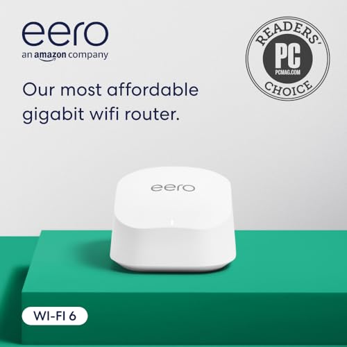 Amazon eero 6 Mesh WiFi Router, 1Gbps, 1500 sq ft, 1-Pack