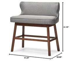 Baxton Studio Gradisca Modern and Contemporary Grey Fabric Button-tufted Upholstered Bar Bench Banquette