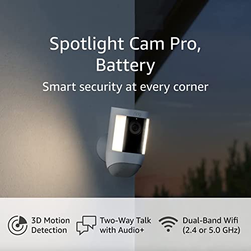 Ring Spotlight Cam Pro, Battery, 3D Motion, Two-Way Talk, White