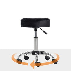 Fast Furnishings Black Tufted Rolling Massage Swivel Stool