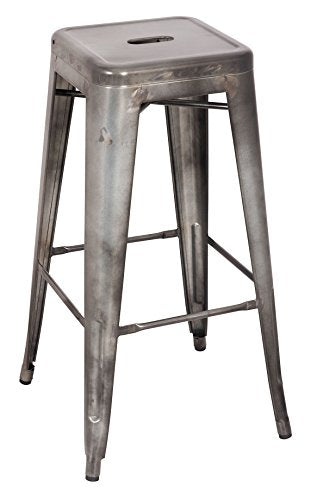 Kiara Bar Stool (Set-2) - 96251 - Antique Silver - 30 Inch Seat Height