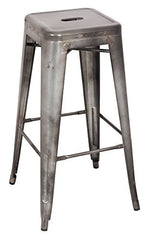 Kiara Bar Stool (Set-2) - 96251 - Antique Silver - 30 Inch Seat Height